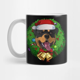 Funny Rottweiler Santa Christmas Wreath Mug